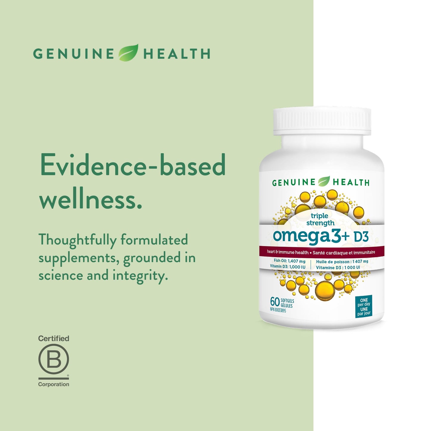 Genuine Health Triple Strength D3 Omega3 Capsules, 60 Capsules