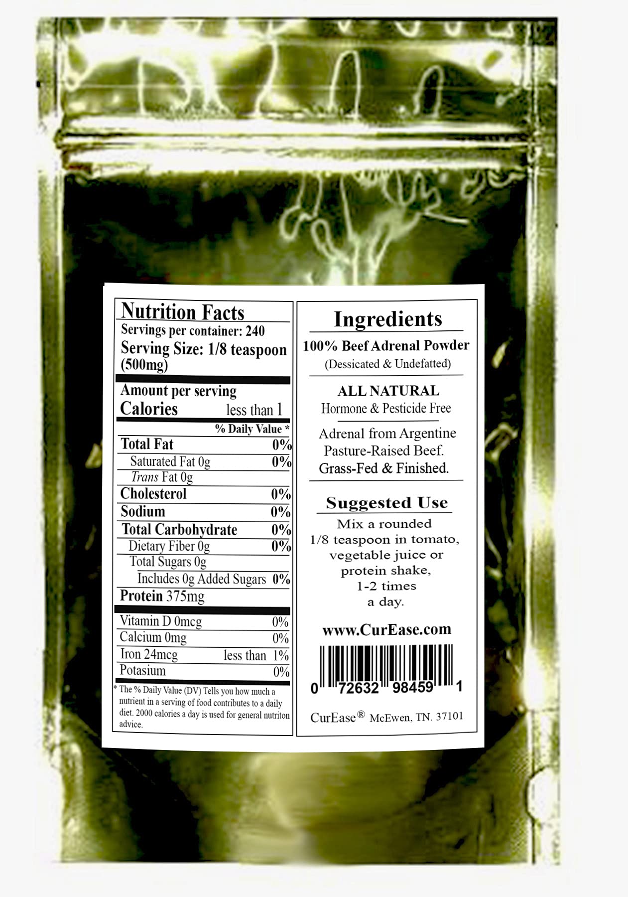 CurEase Argentine Beef Adrenal Powder 4.2 Ounce