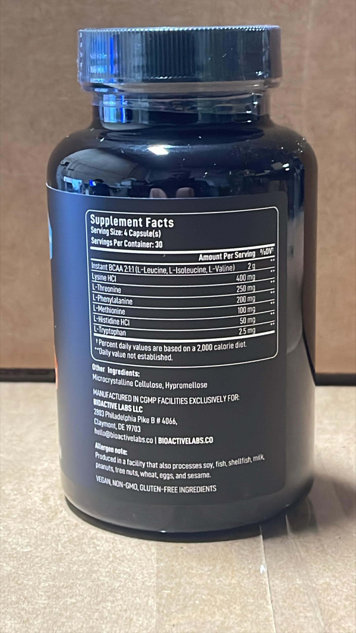 BIOACTIVE LABS Essential Amino Acids Complex for Men & Women - Advanced Workout Power & Recovery Formula - Vegan BCAA Amino Acid Supplement with All 9 Branch Chain Essential Aminos - Keto Friendly EAA BCAA Capsules 240