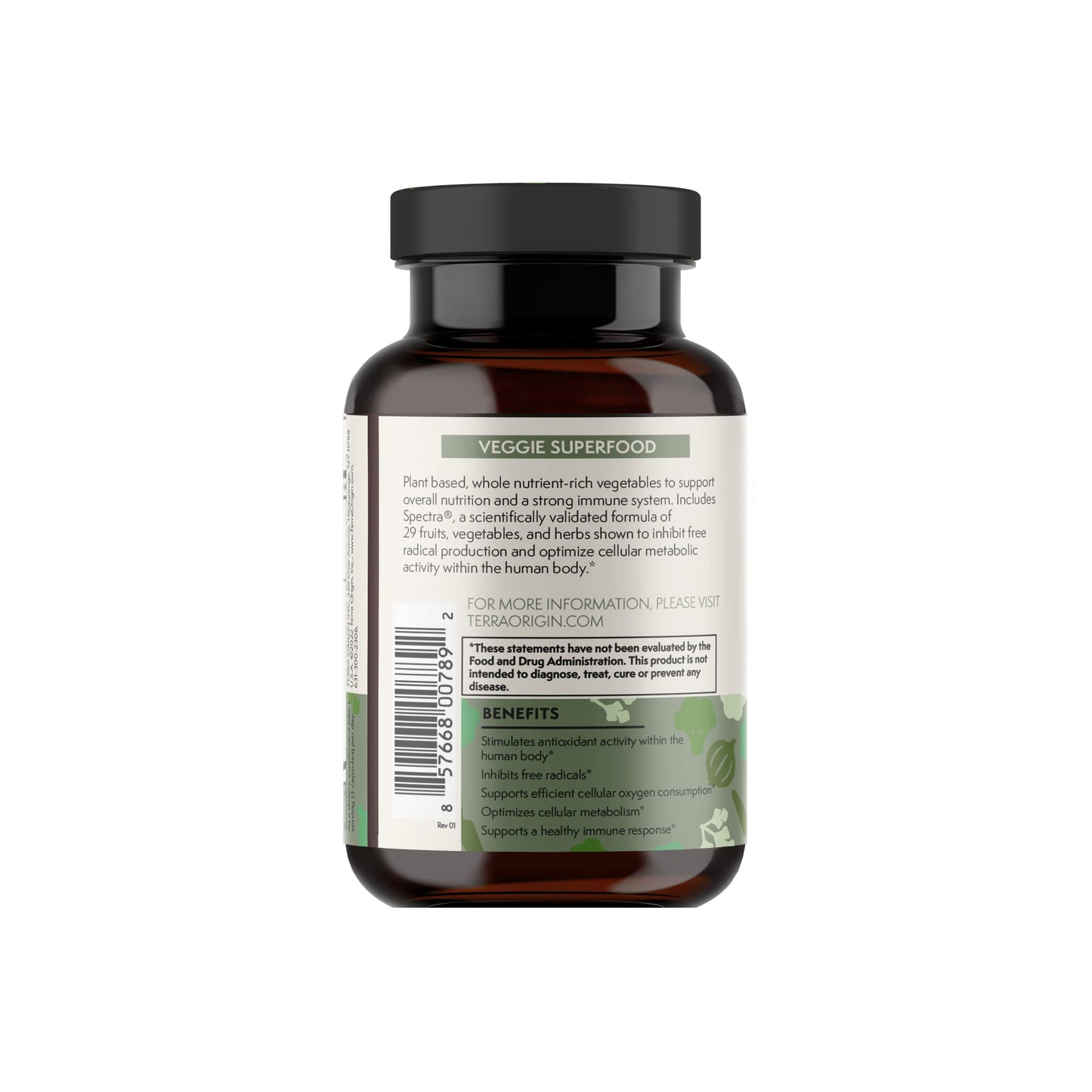TERRA ORIGIN Veggie Superfood Supplement Capsules, 90 Count