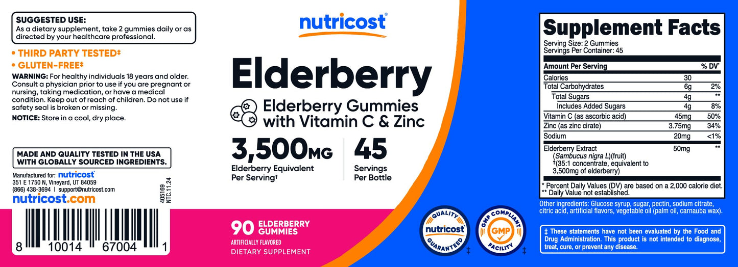 Nutricost Elderberry Extract Gummies 90 Gummies
