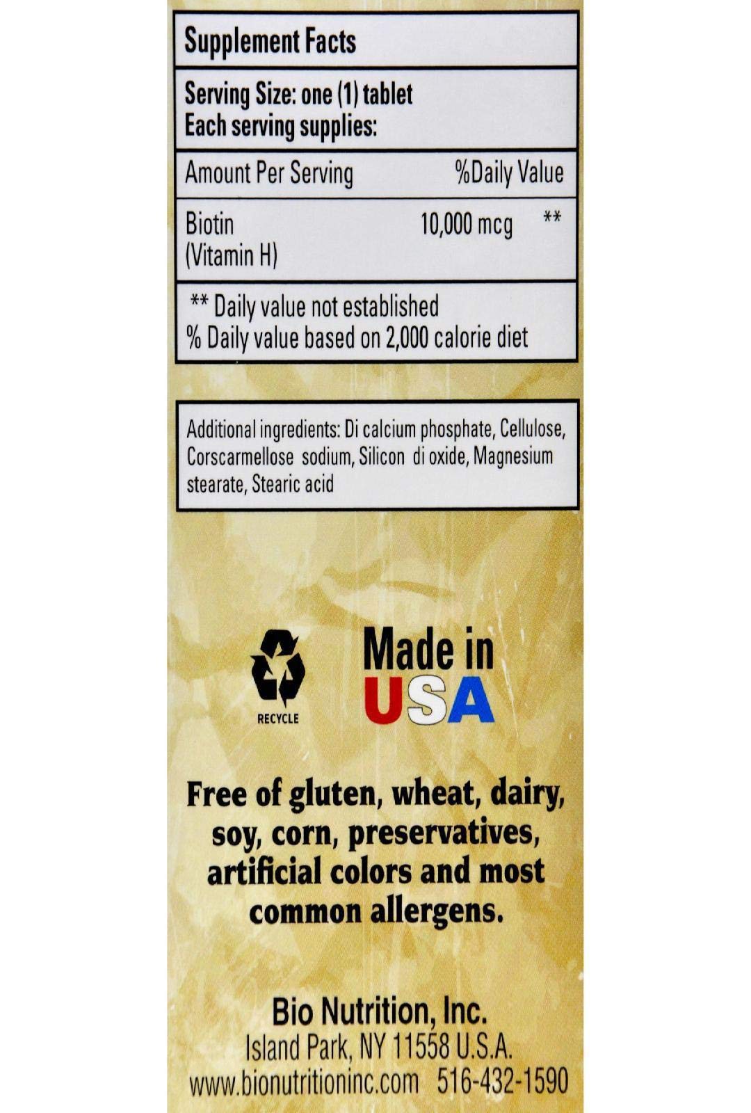 Bio Nutrition Biotin 10,000 mcg, 60 Tablets