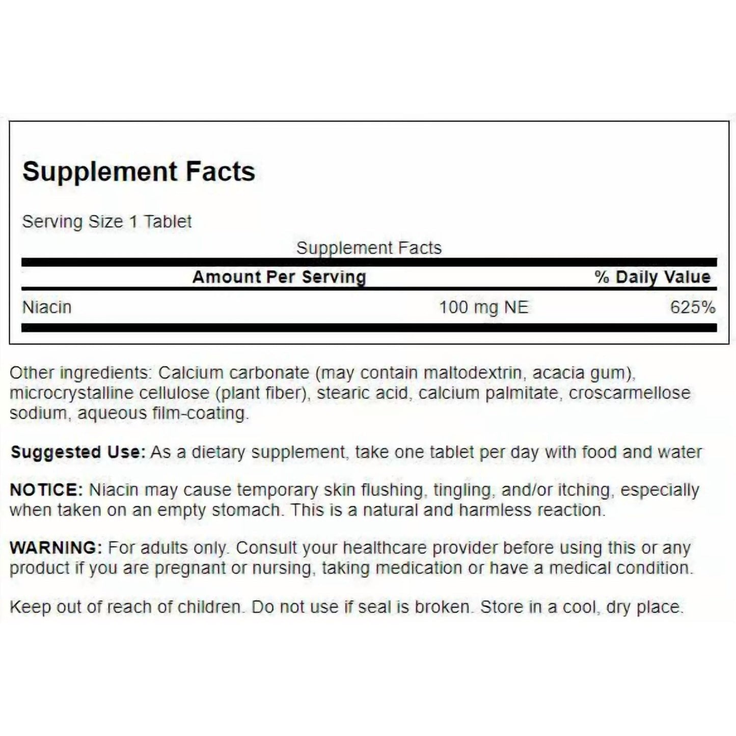 Swanson Niacin (Vitamin B3) Capsules 500