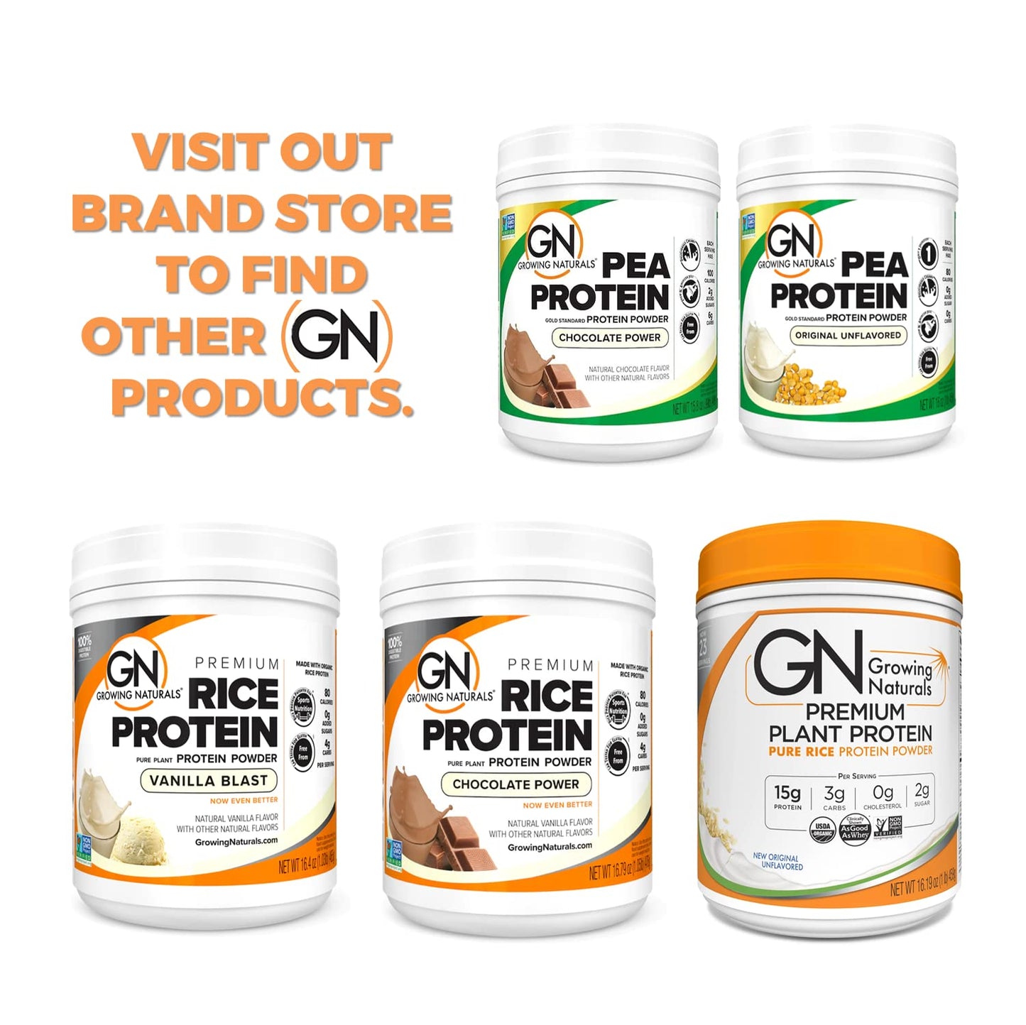 Growing Naturals Raw Pea Protein Powder, 16 Servings