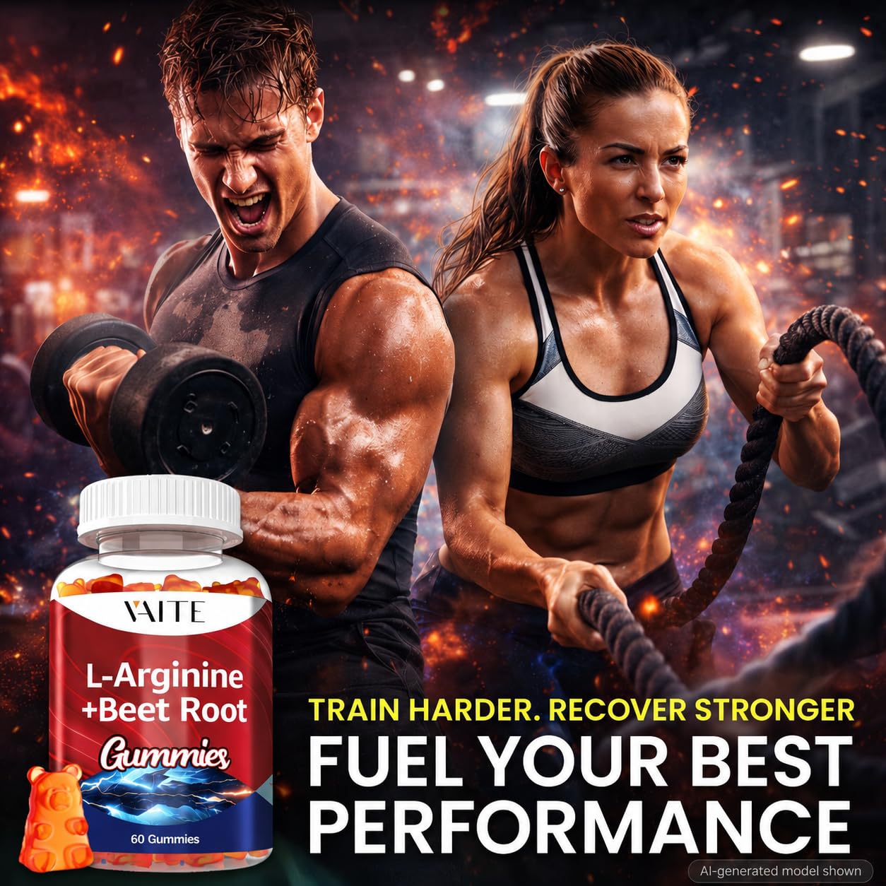 VAITE L-Arginine Supplement Beet Root Gummies Gummy 60 Count