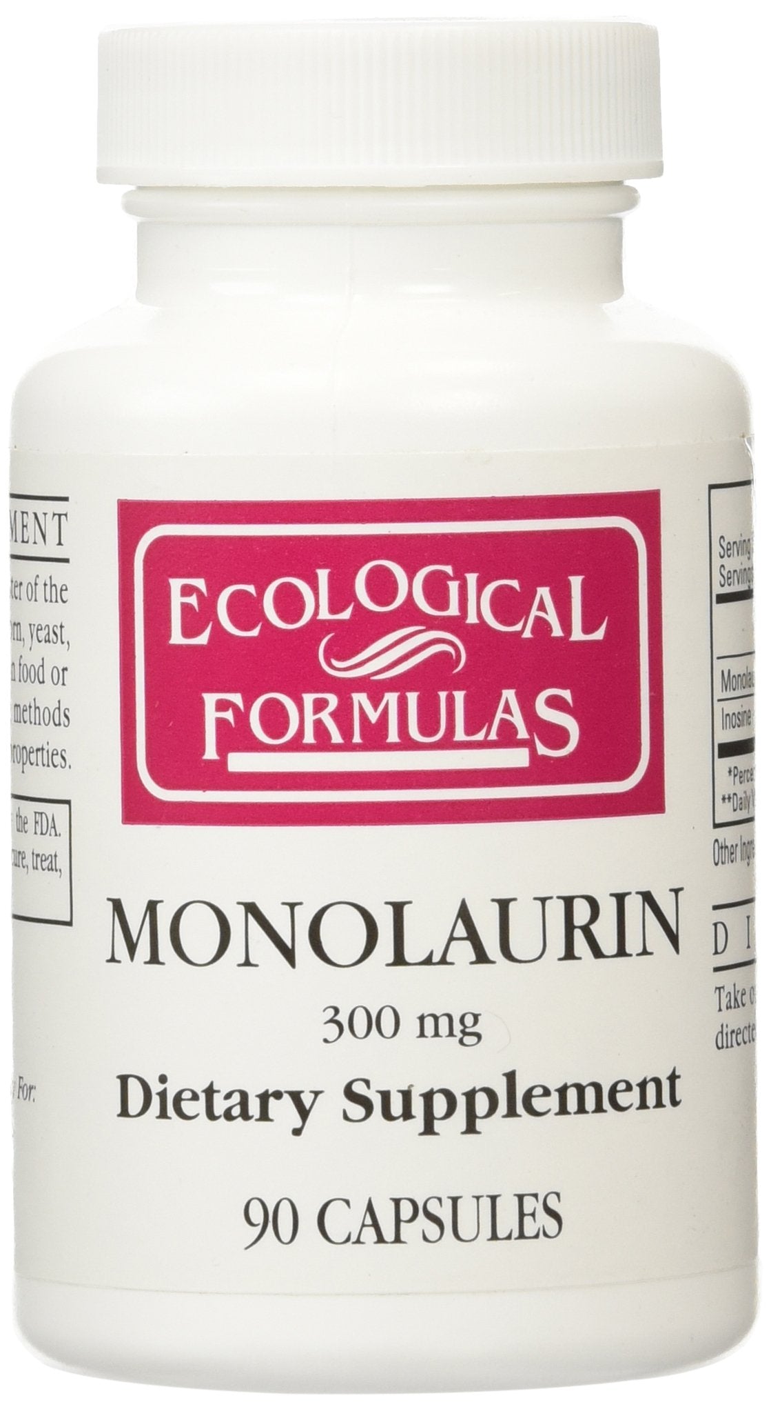 Ecological Formulas Monolaurin 300 mg Capsule, 90 Count
