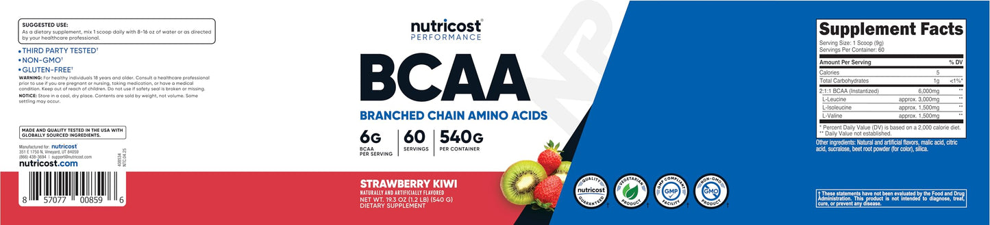 Nutricost BCAA Powder (Strawberry Kiwi) 19