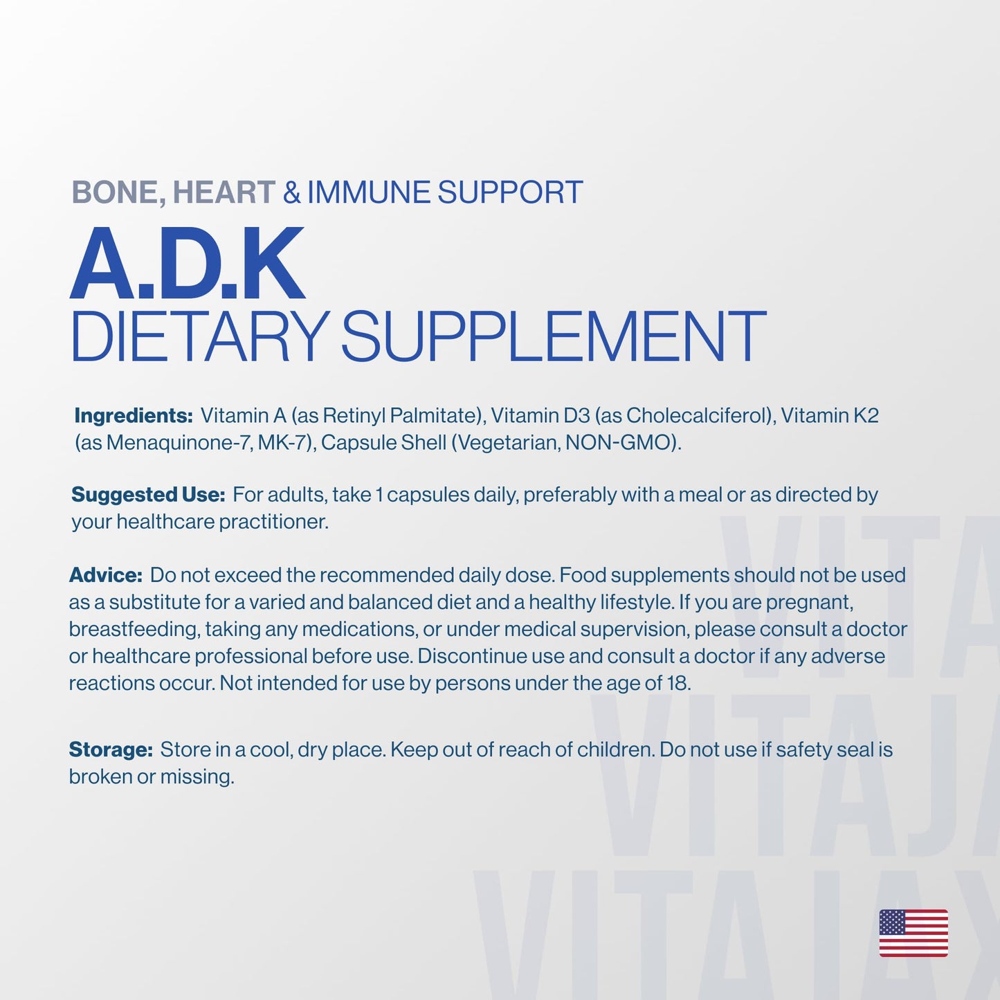 VITAJAX ADK Vitamin A D3 K2 Capsule, 180 Capsules
