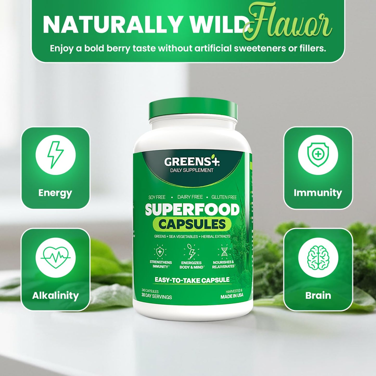 Greens+ Organic Superfood Capsules 240 Count