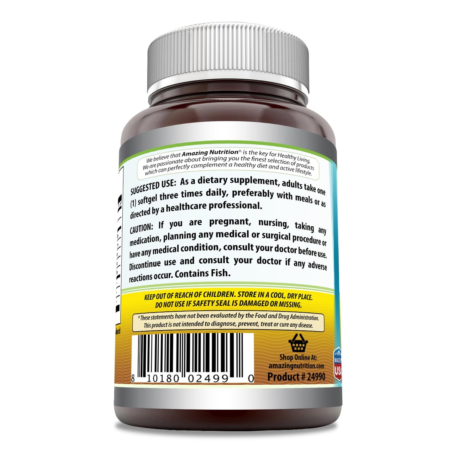 Amazing Nutrition Omega Fish Oil Supplement Softgel 1 Count