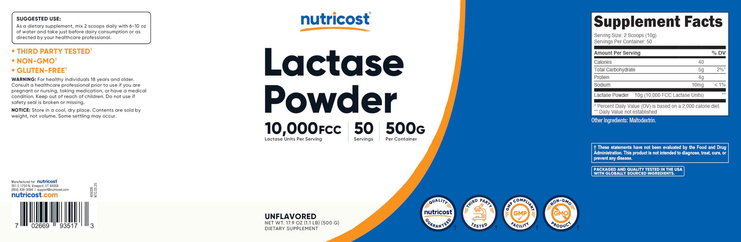 Nutricost Lactase Powder 1.12 lb