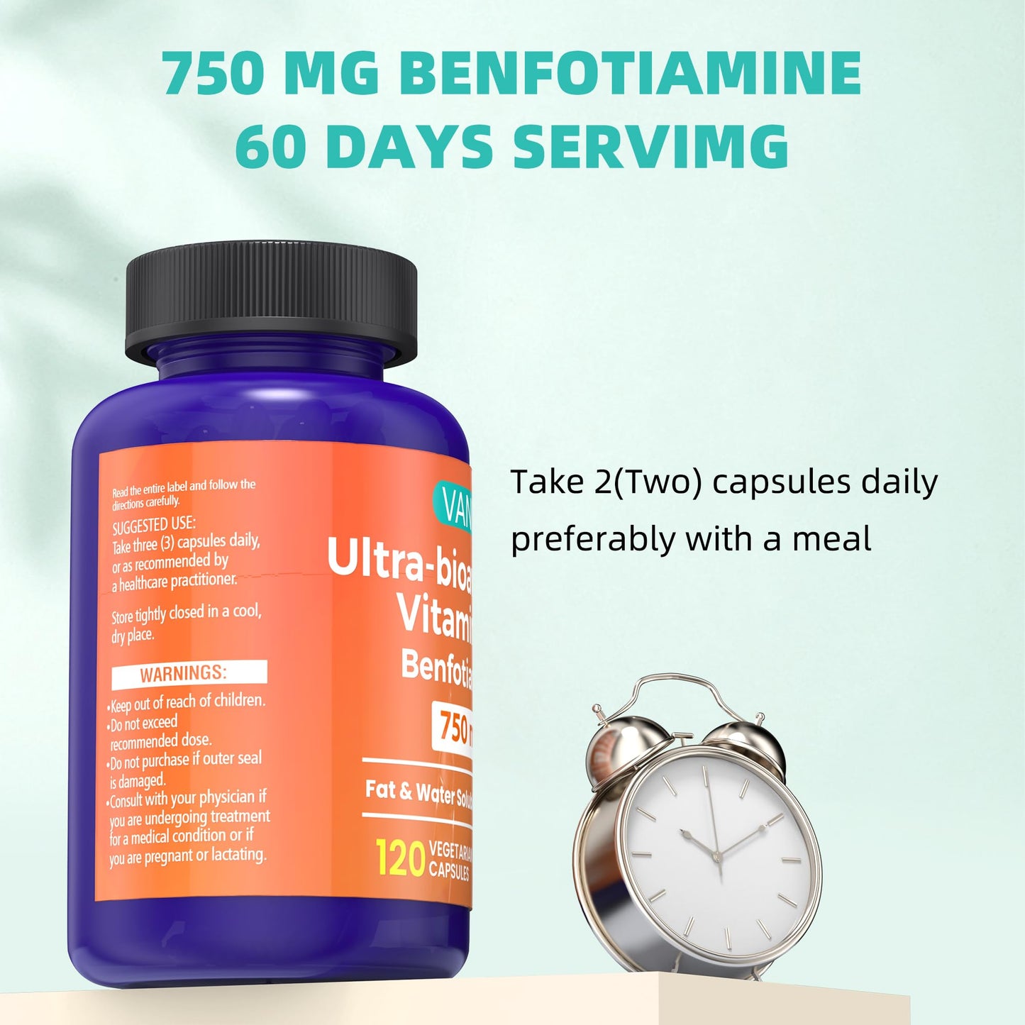VANI Vitamin B1 Benfotiamine Capsules, 120 Count
