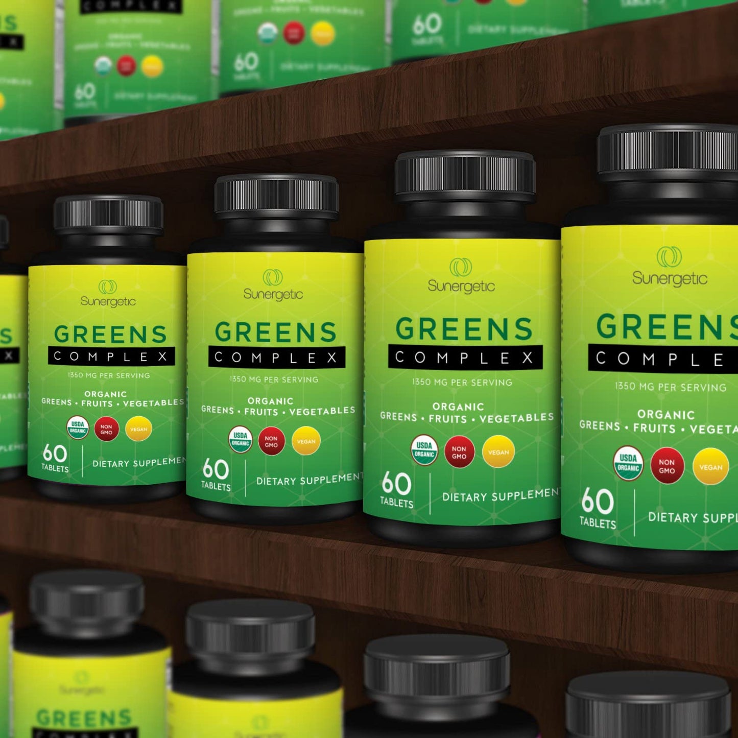 Sunergetic Premium USDA Organic Greens Superfood Tablets, 60 Tablets
