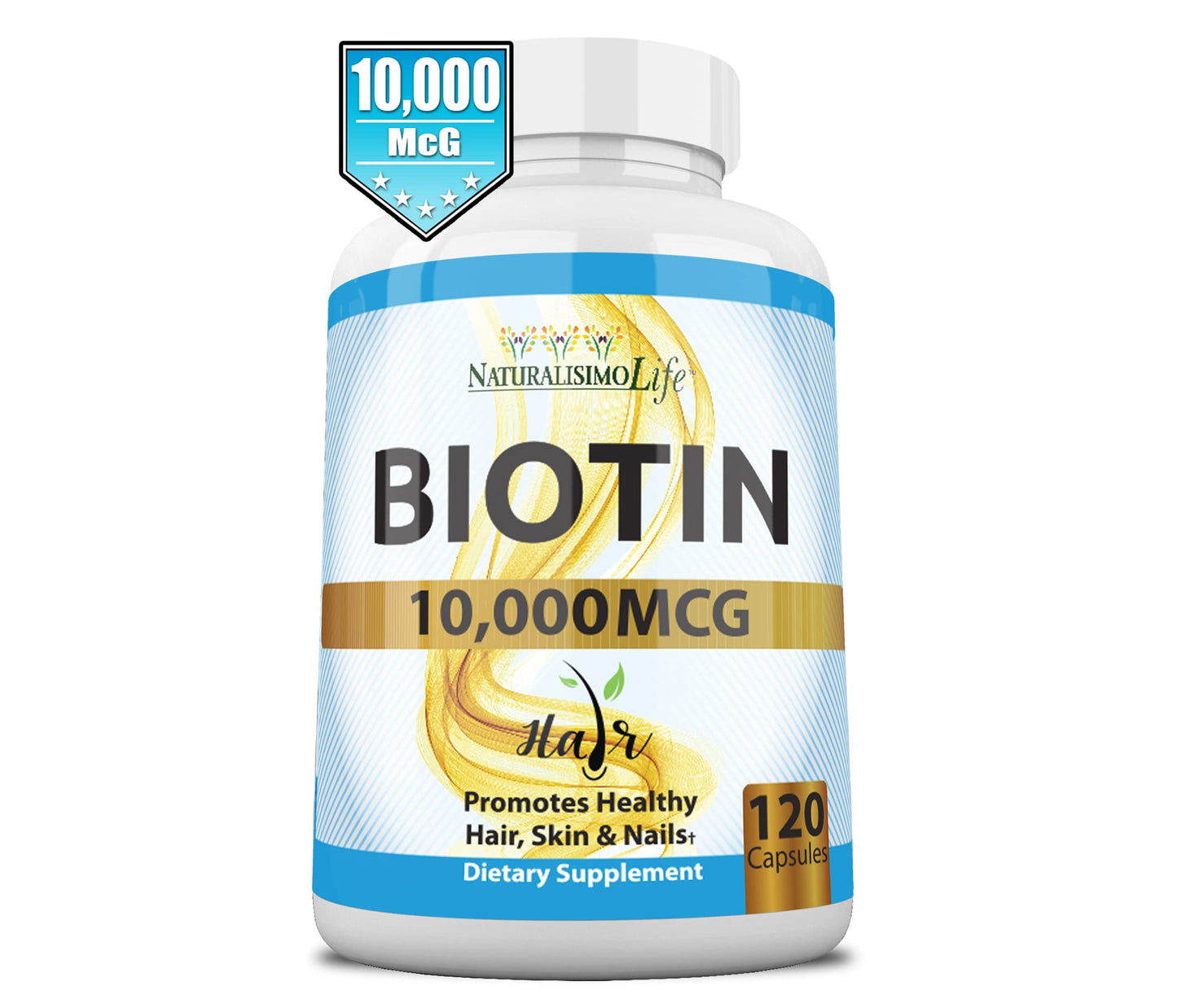 Decatela Biotin 10,000 mcg High Potency - Natural Hair, Skin, Nail & Metabolism Capsules, 120 Count
