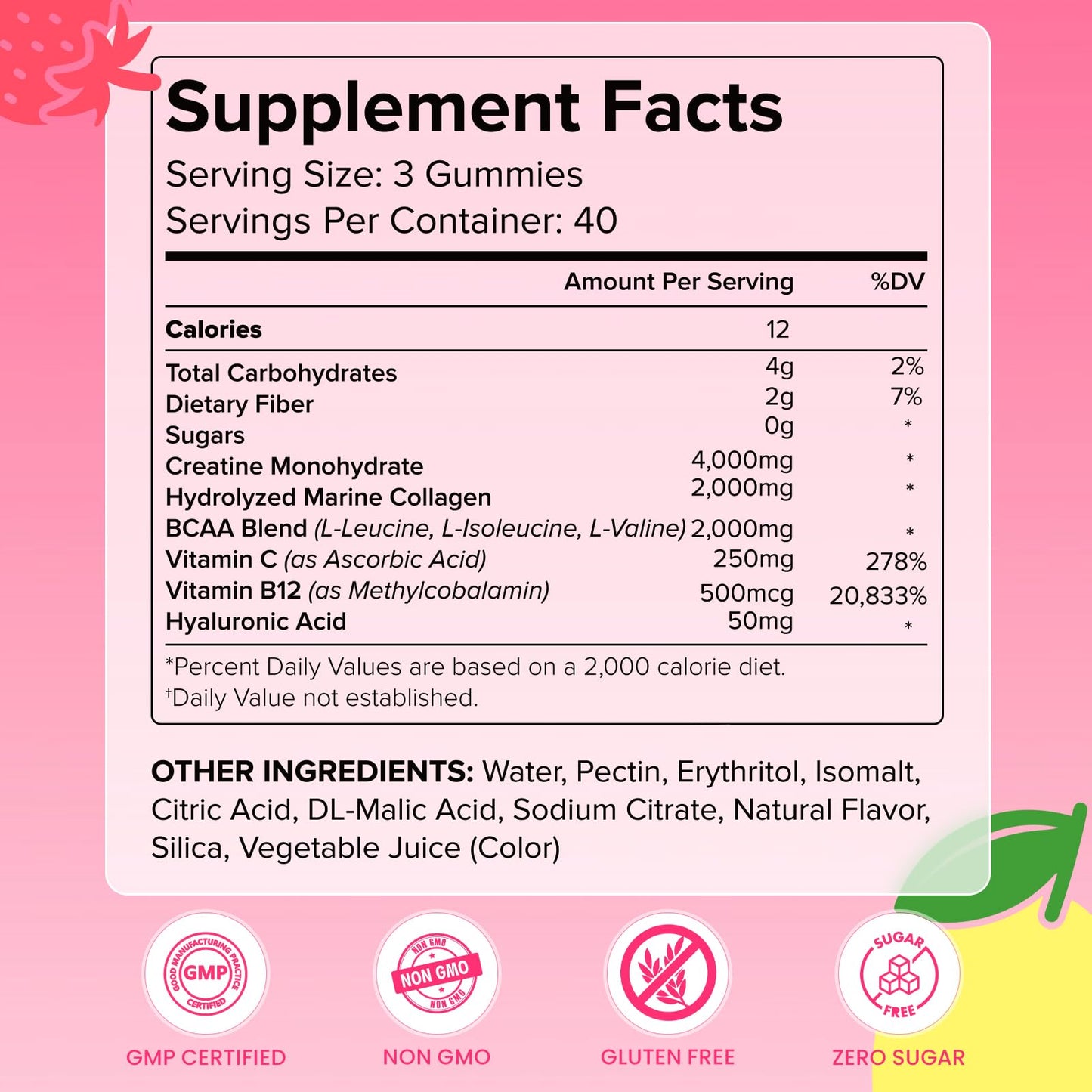 Bageto Creatine Monohydrate Gummies 120 Count