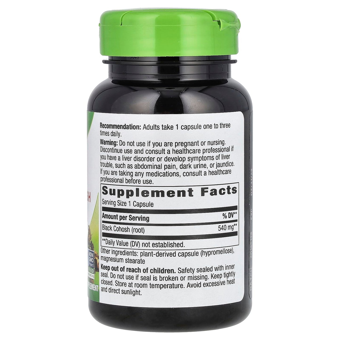 Nature's Way Black Cohosh Root 540 mg Capsules, 100 Capsules