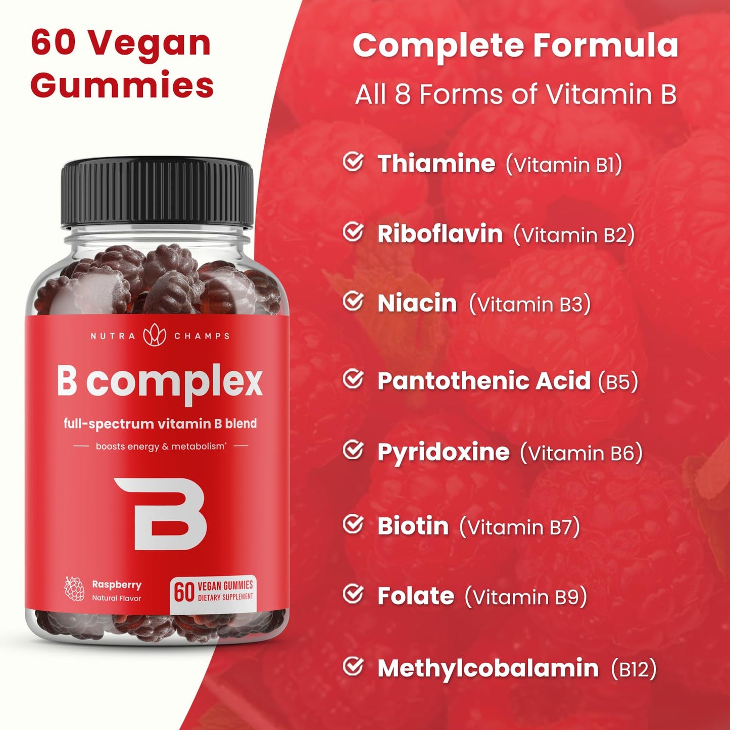 NutraChamps Biotin & B Complex Gummies, 120 Count
