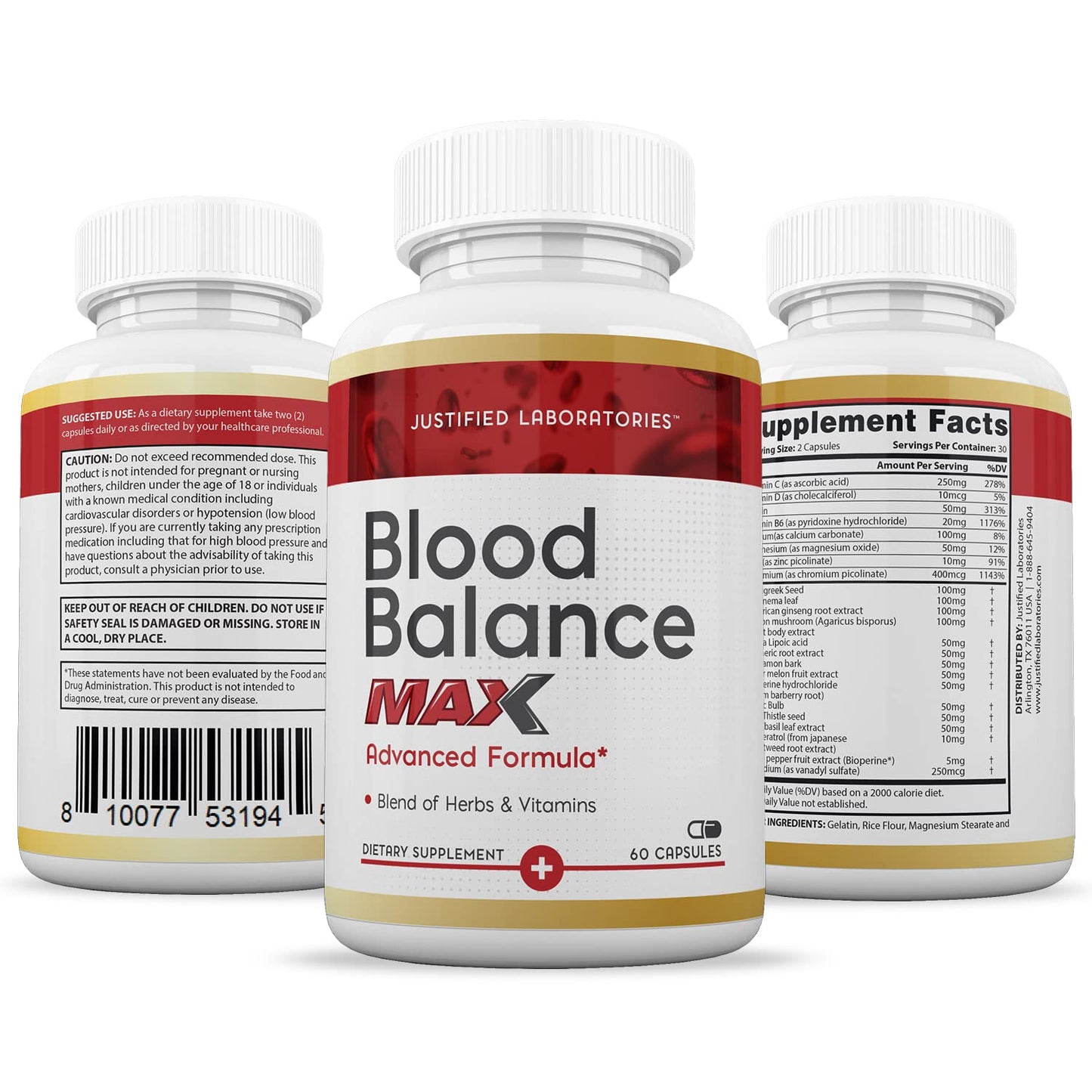 Justified Laboratories Blood Balance Max Capsules 180
