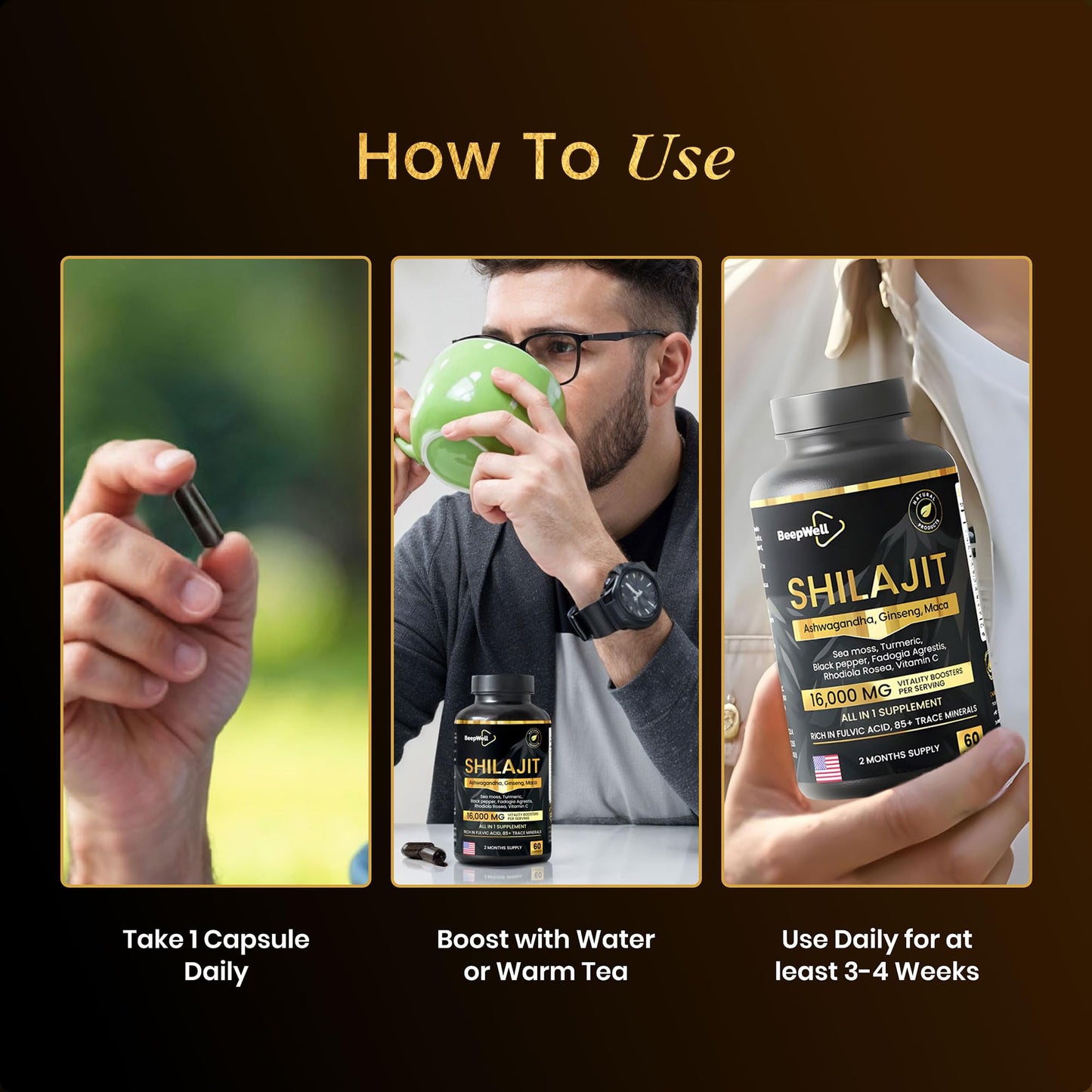BeepWell Shilajit Capsules, 60 Count