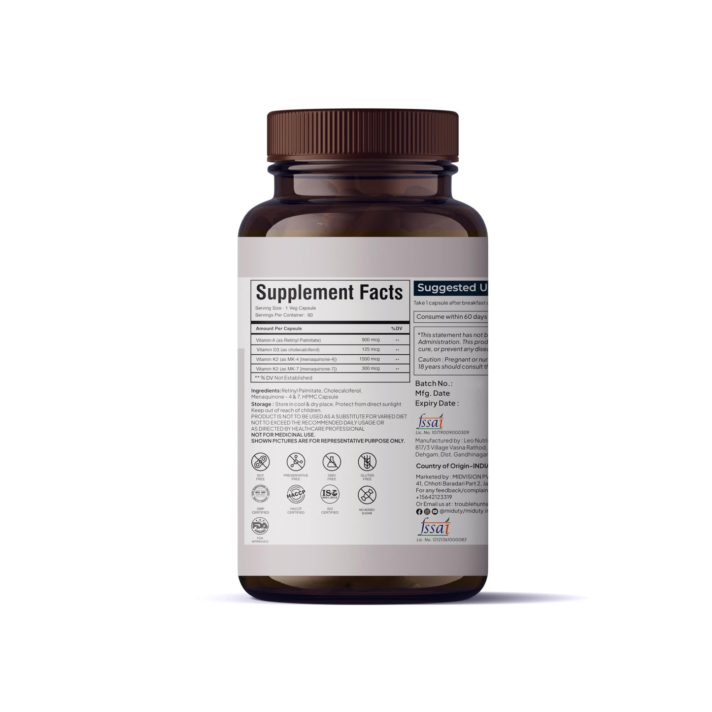 Miduty Vitamin ADK Multivitamin Capsule, 60 Count