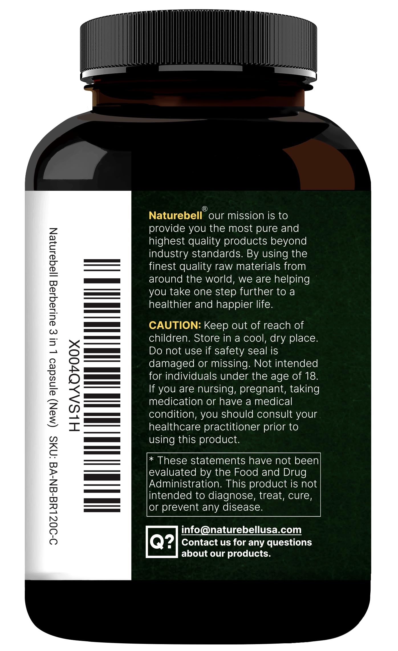 NatureBell Berberine Supplement 1,500mg with Ceylon Cinnamon & Turmeric Root Capsules, 240 Count