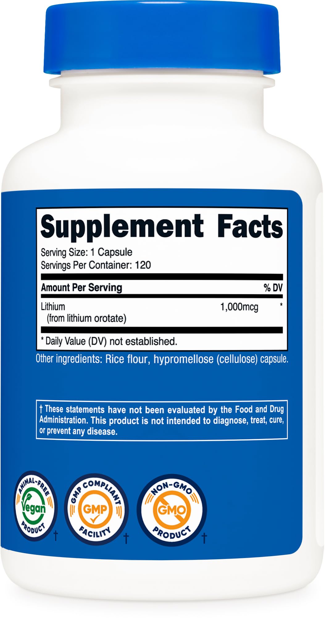 Nutricost Lithium Orotate (1000mcg) Capsules, 120 Count