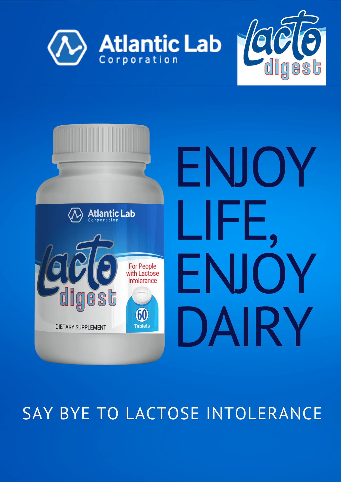 Lactodigest LactoDigest Fast & Strong Natural Lactose Intolerance Relief, 9000 FCC Lactase Enzyme Caplets 60