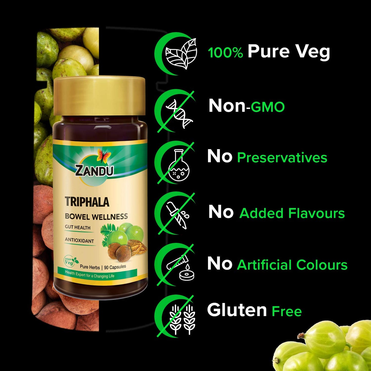 Zandu Triphala Capsules 90 Veg Capsules