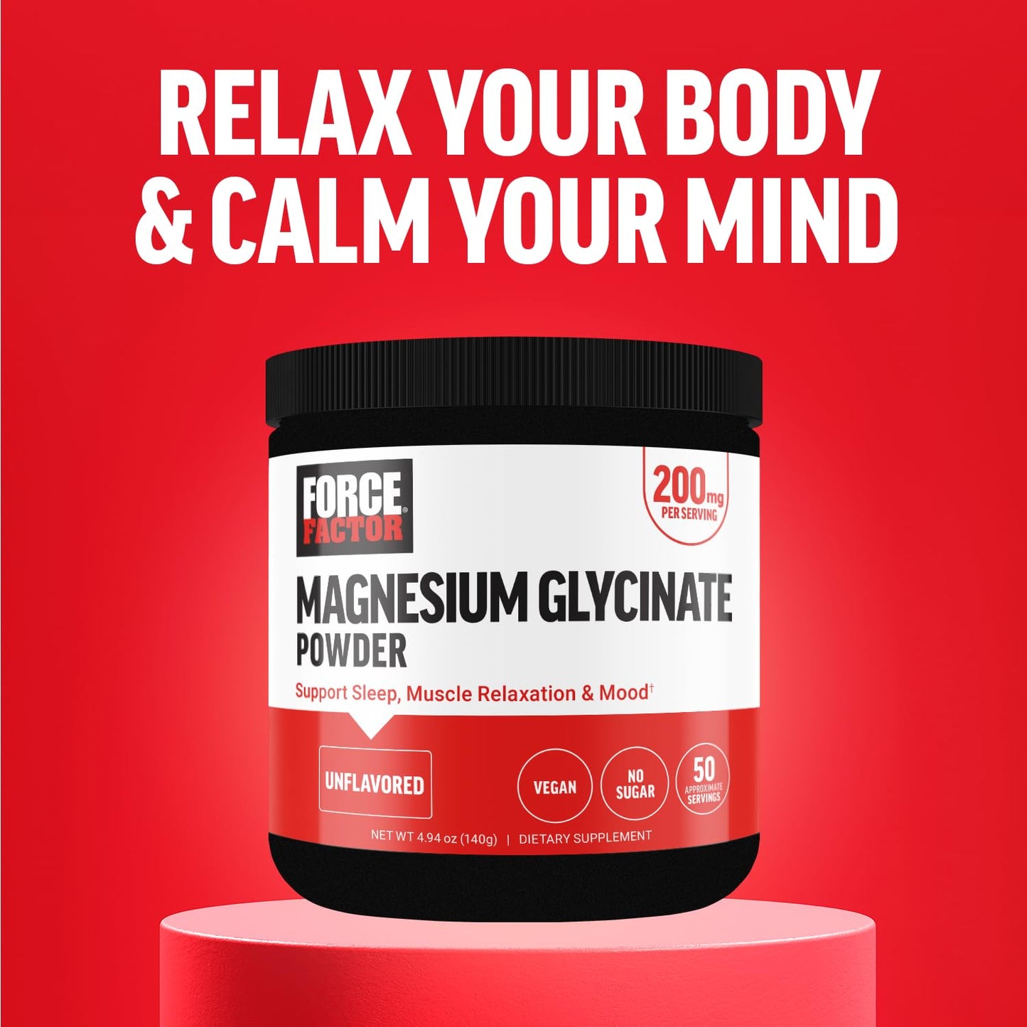 Force Factor Magnesium Glycinate 200mg Powder, 4.94 oz