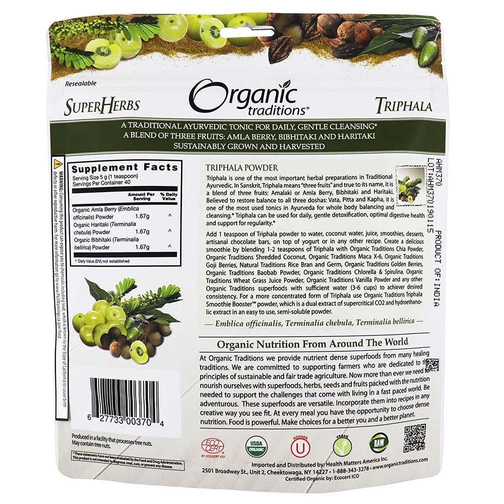 Organic Traditions Triphala Powder, 1 Count
