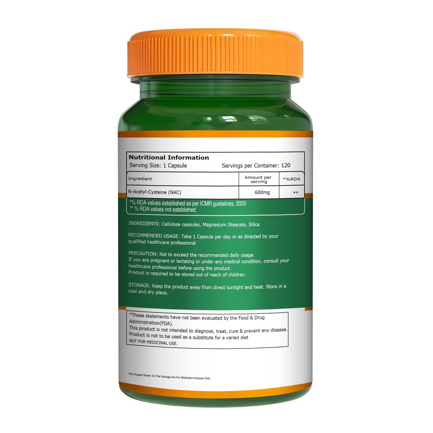 PURE NUTRITION NATURAL TREASURES NAC (N-Acetyl L-Cysteine) 600mg Veg Capsules, 120 Count
