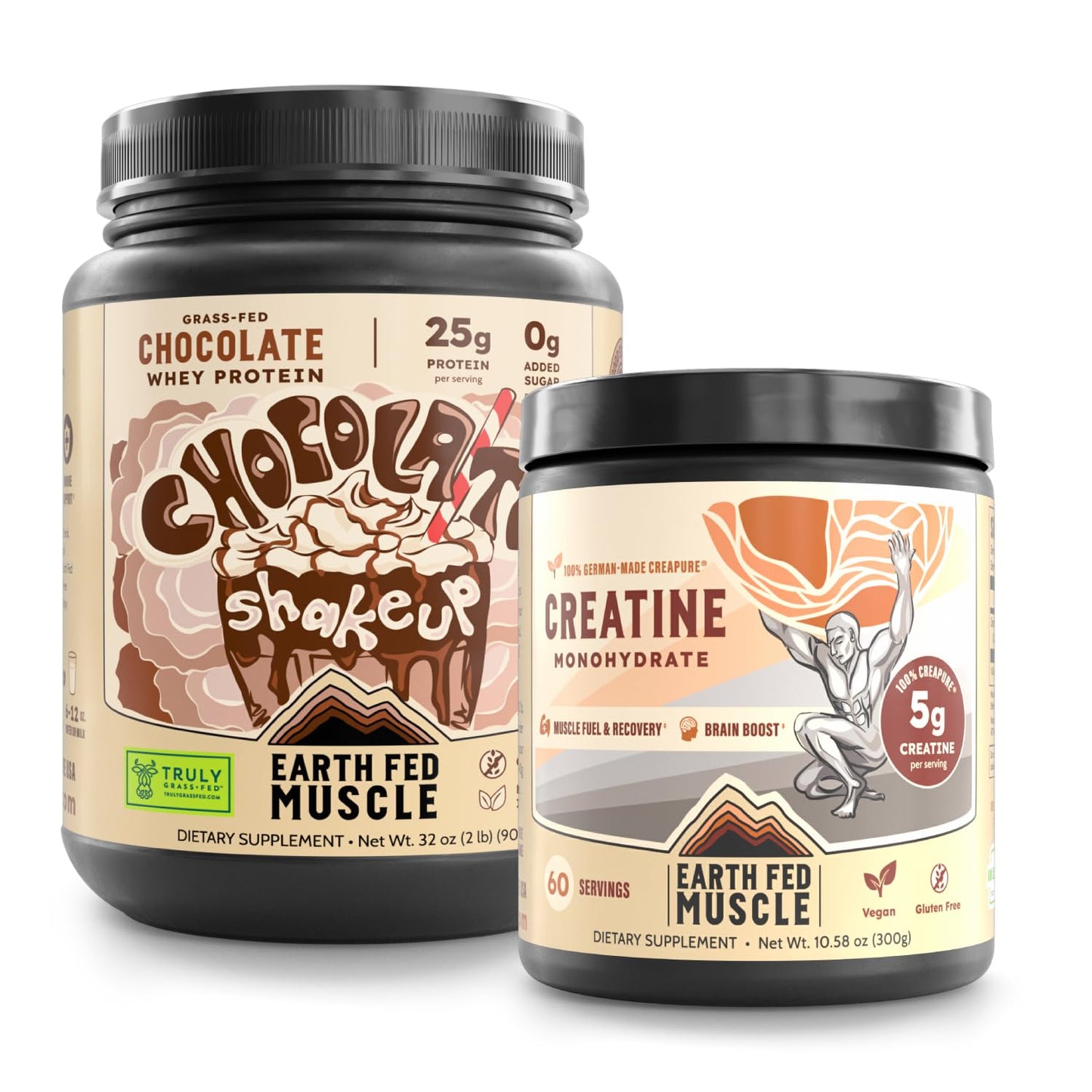 Earth Fed Muscle Grass-Fed Whey & Creapure Creatine Performance Bundle Powder 42.58