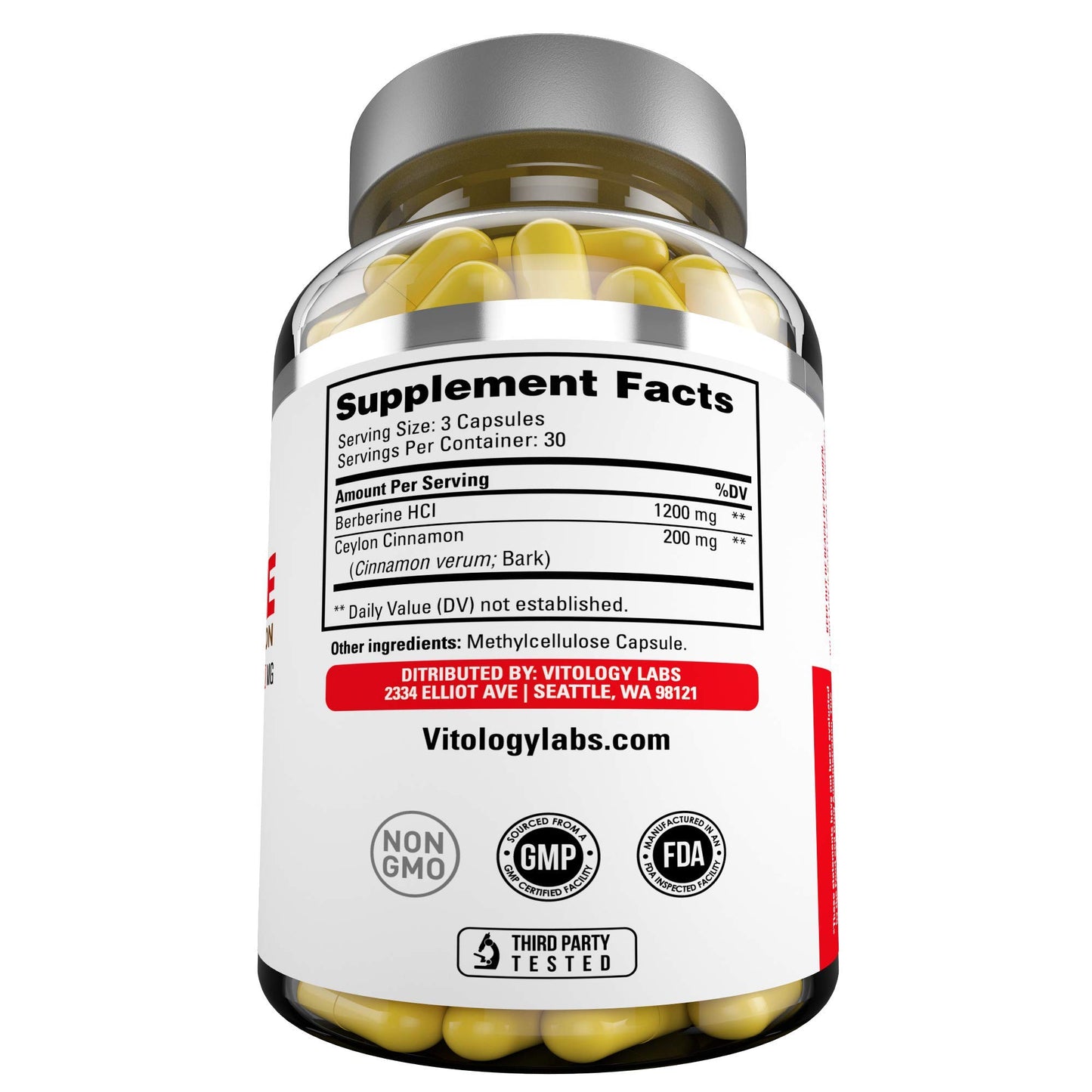 Natuspur Berberine HCL Plus Ceylon Cinnamon 1400mg – Berberine HCI Root Supplement Capsules, 90 Count