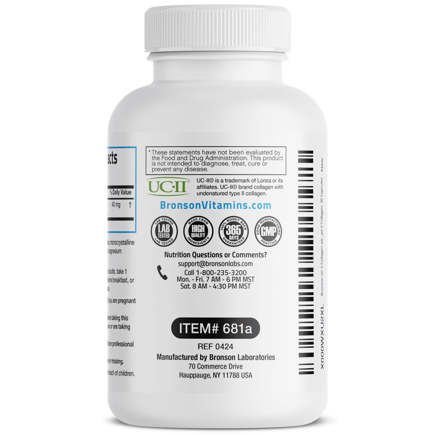 Bronson UC-II Undenatured Type II Collagen Joint Support Capsules, 30 Count