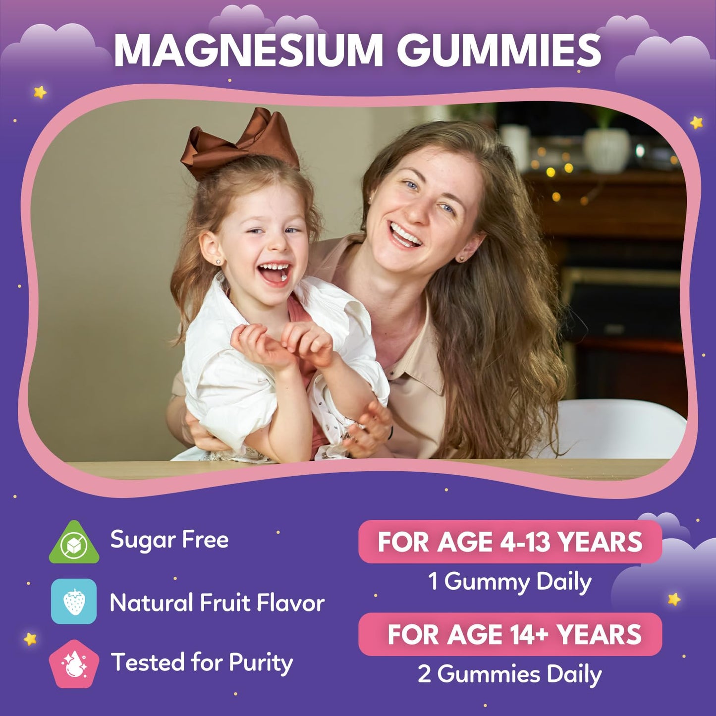 CNCHEF Magnesium Calming Gummies for Kids 4+ & Adults, 60 Count