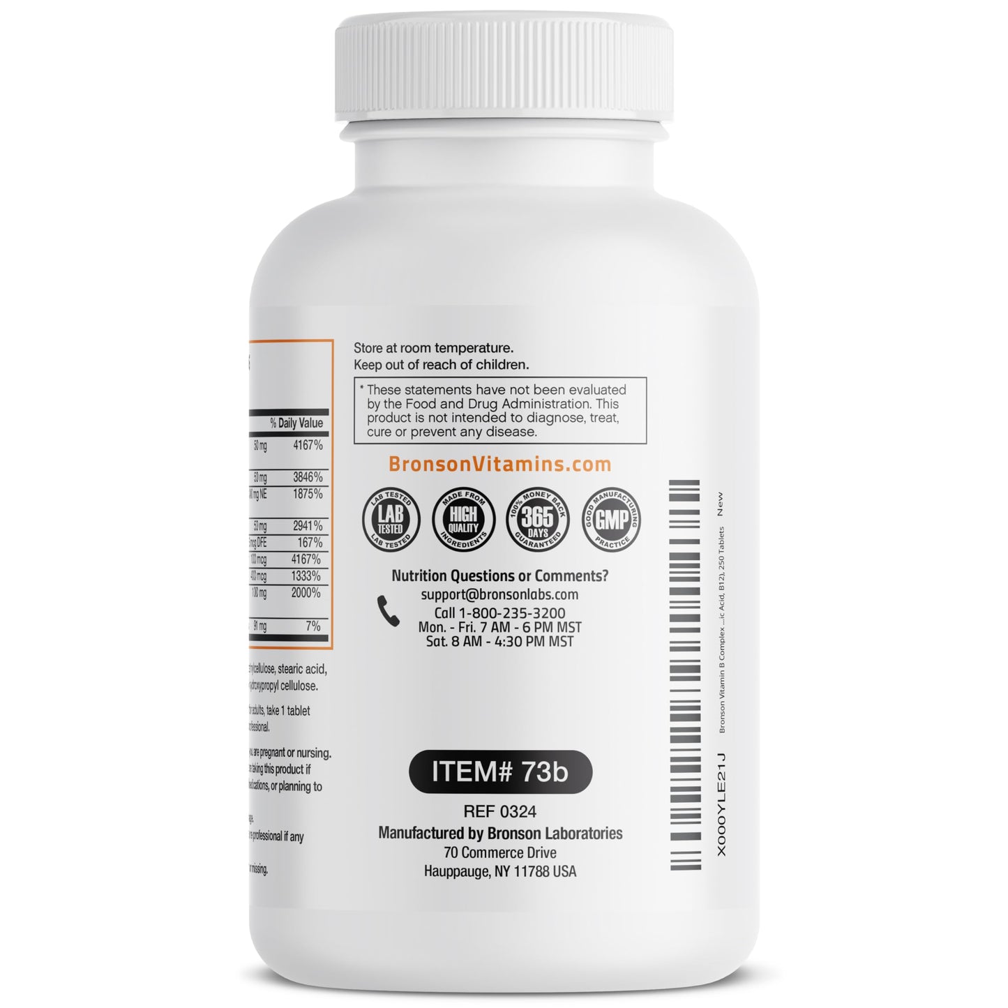 Bronson Super B Vitamin B Complex Sustained Release for Energy Tablets, 250 Tablets