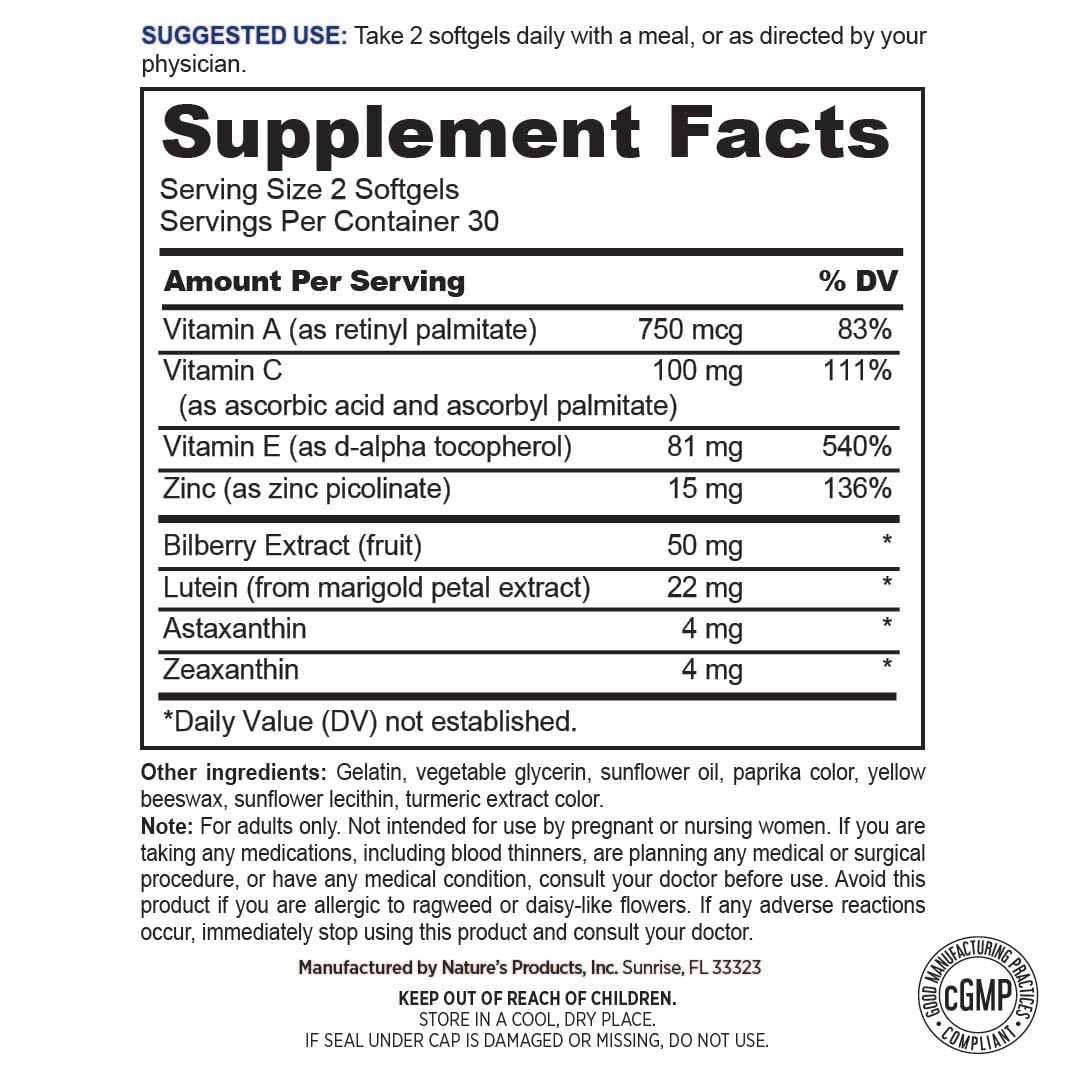 True Health Healthy Vision Complete Lutein & Zeaxanthin Multivitamin Supplement for Eye Health, Softgel, 60 Count