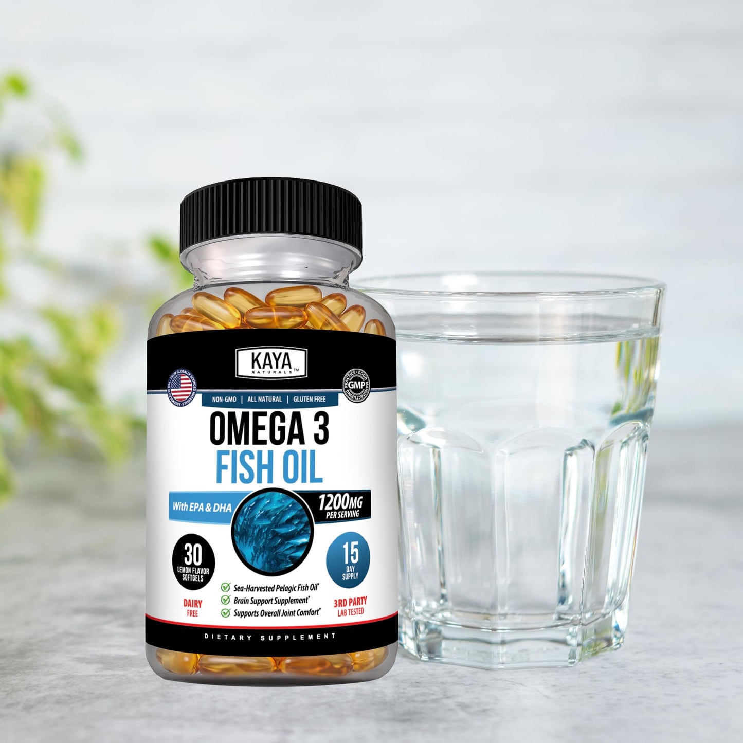 Kaya Naturals Omega 3 Fish Oil Supplement Softgels 30