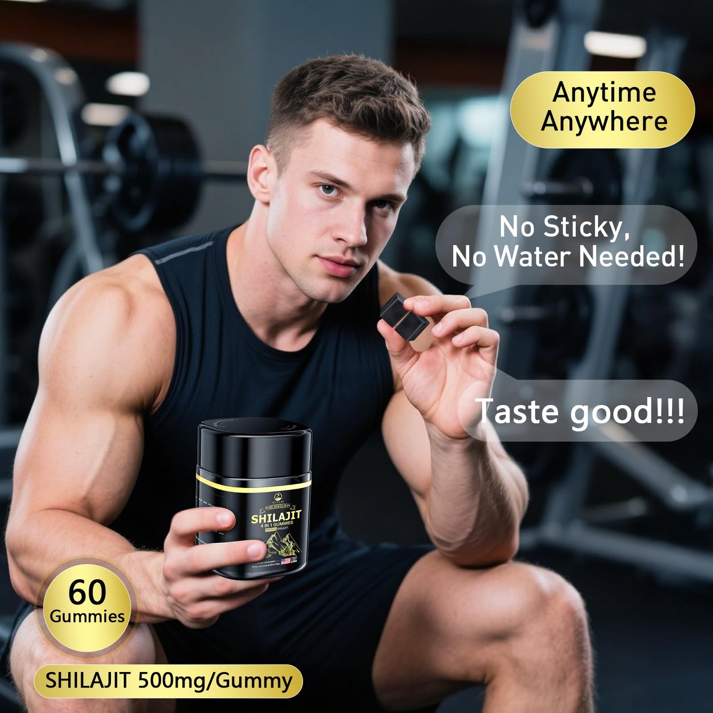 Eullsi Shilajit Gummies with Ashwagandha, 60 Count