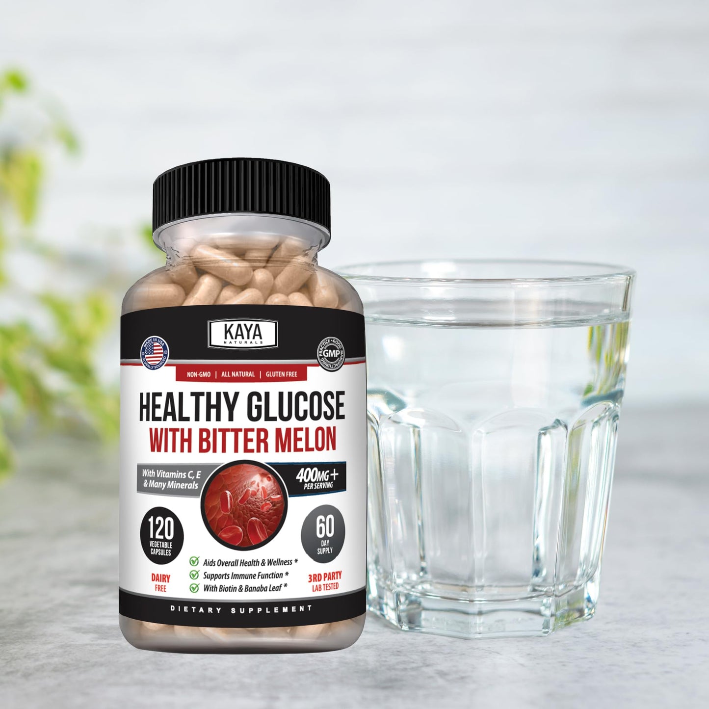 Kaya Naturals Healthy Gluco with Bittermelon Supplement, 120 Capsules