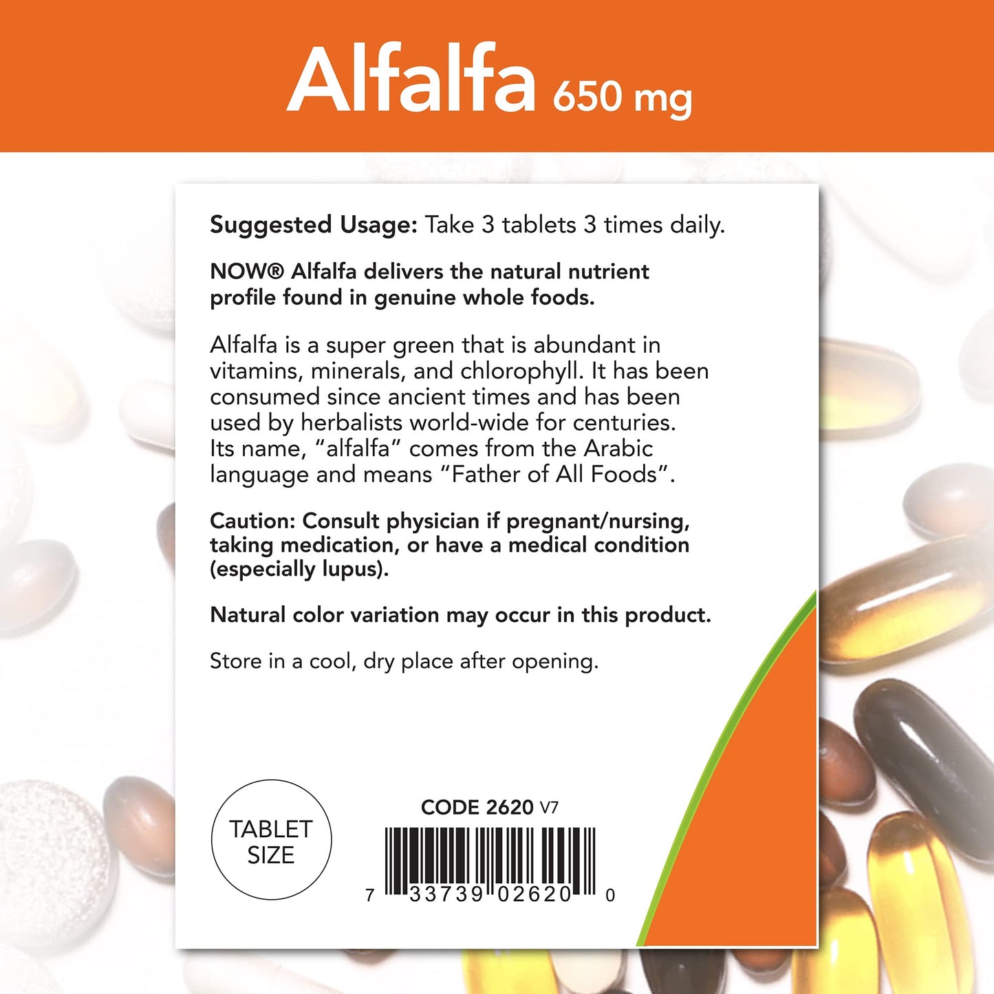 NOW Foods Alfalfa 10 Grain 625 mg Capsule 250 Count