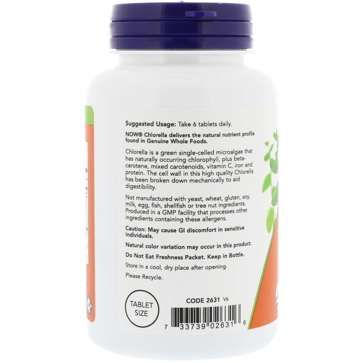 NOW Foods Chlorella (Organic) 500 mg Tablet 1