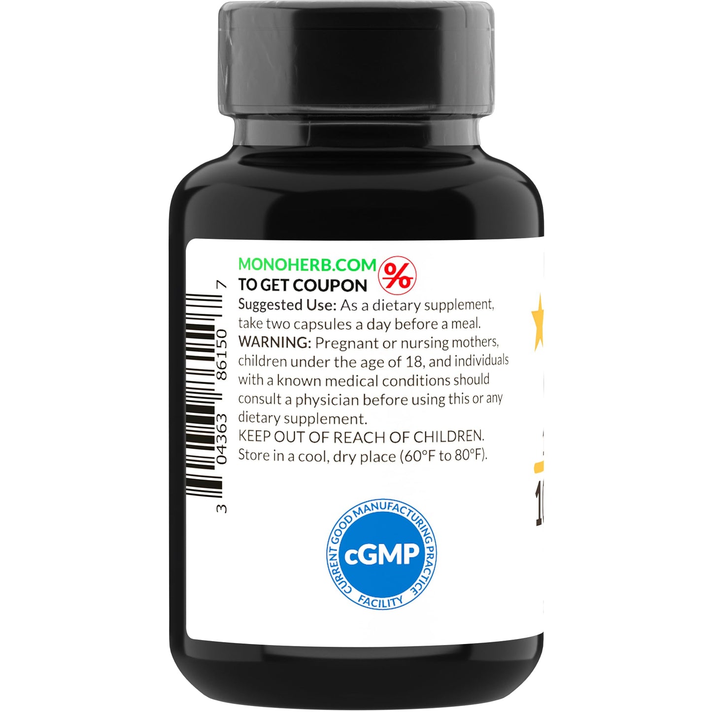 MONOHERB Chaga Mushroom 10:1 Extract 1000 mg per Serving, Capsules, 90 Count