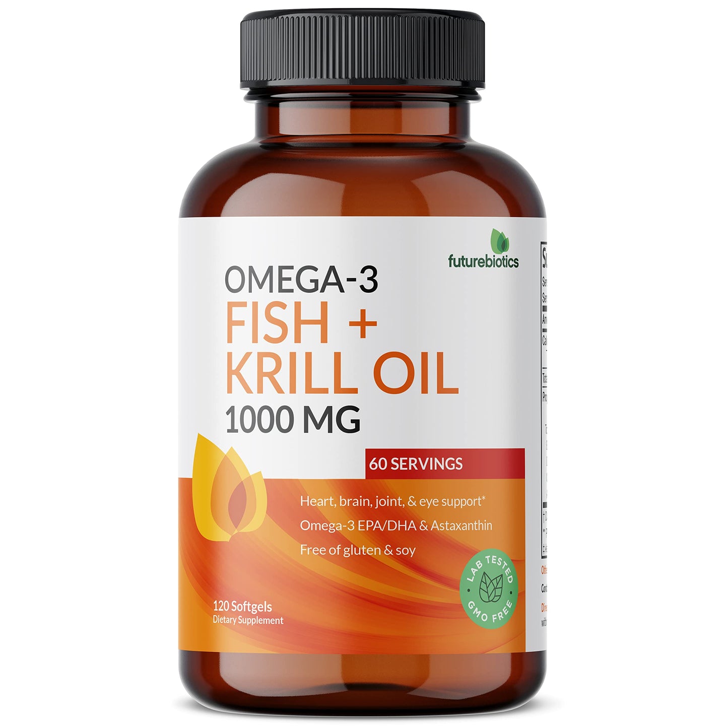 Futurebiotics Omega-3 Fish + Krill Oil 1000 MG Omega-3 EPA/DHA & Astaxanthin Softgels 120