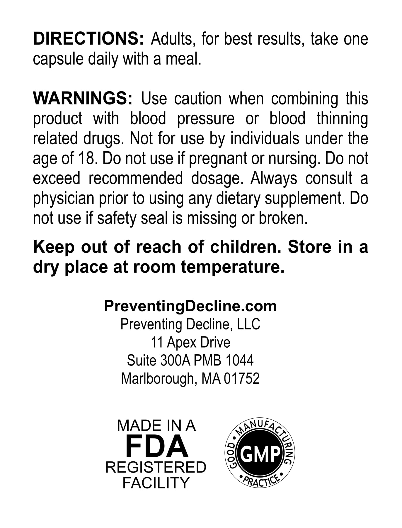 Preventing Decline CoQ10 (Ubiquinone) 200mg 30 Capsules
