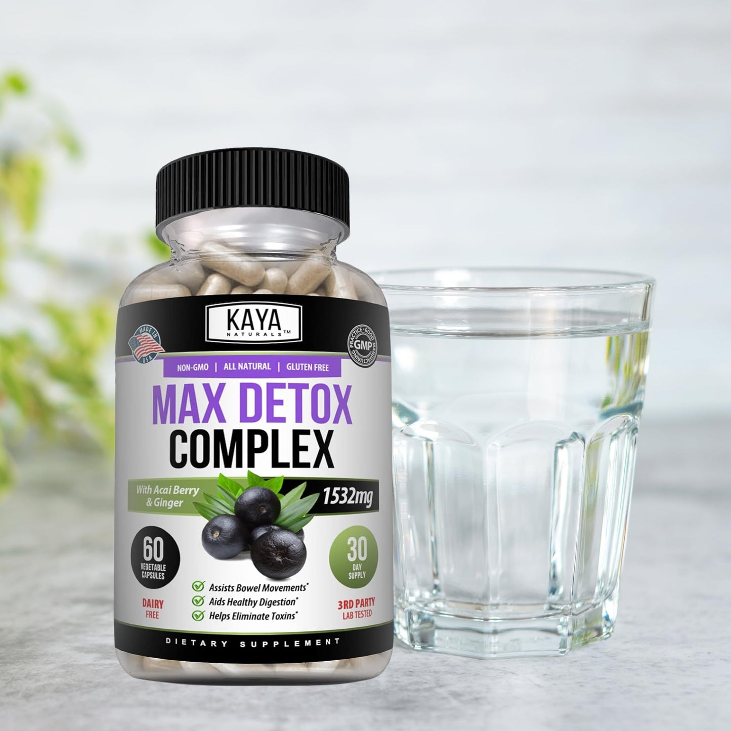 Kaya Naturals Max Detox Herbal Supplement Capsules 300 Count