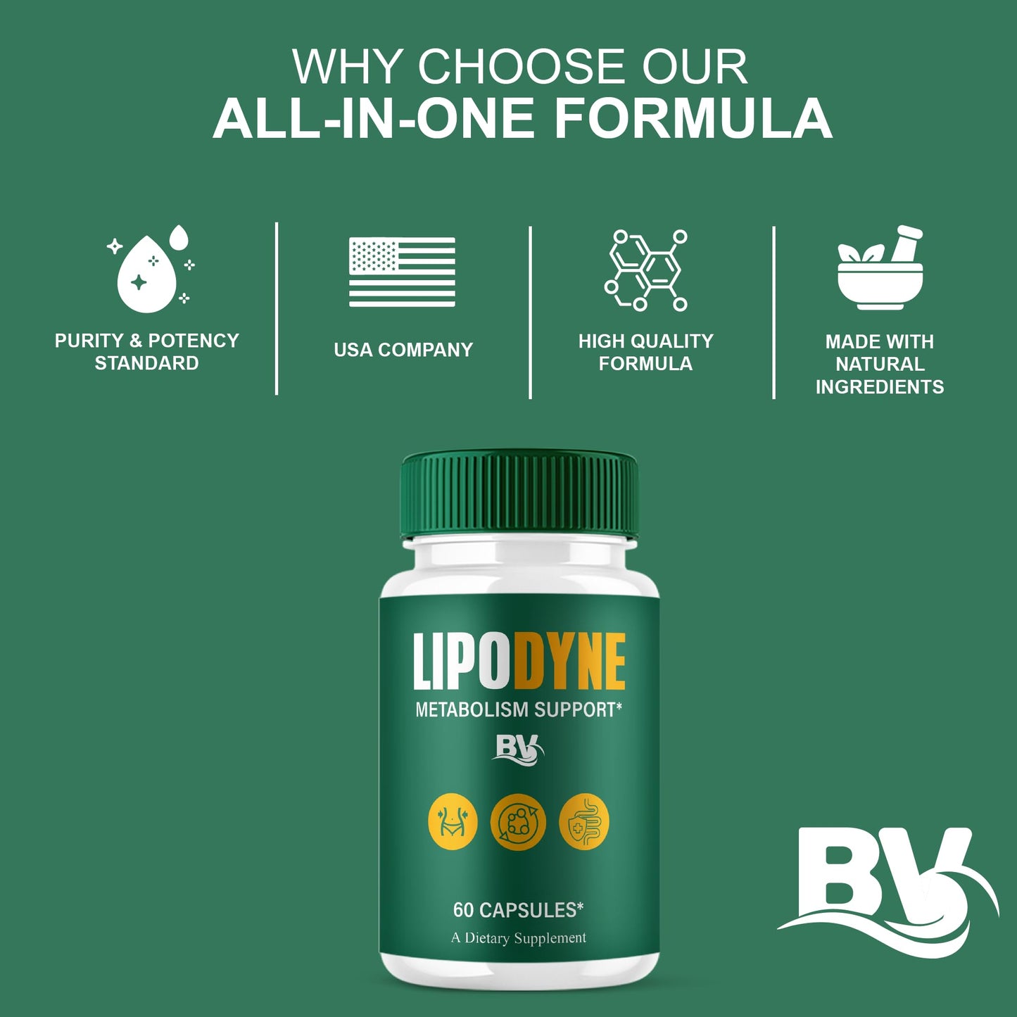 BLUE VIBE Lipodyne Advanced Maximum Strength Overall Health & Wellness Support Supplement Capsules 60