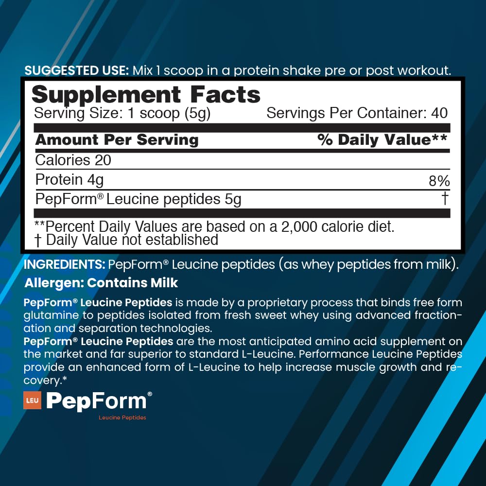nbpure Performance Leucine+ PepForm Leucine Peptides - Essential Post-Workout Amino Acid for Muscle Building & Recovery + Reducing Muscle Wasting Powder 7.05 Ounce