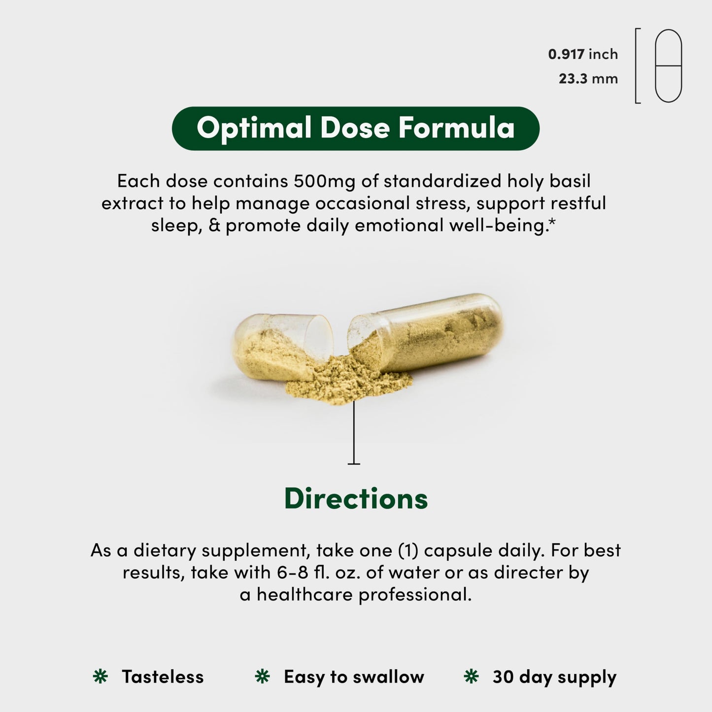 Vital Peak Holy Basil 500 mg - Mood & Relaxation Support Capsules, 30 Count