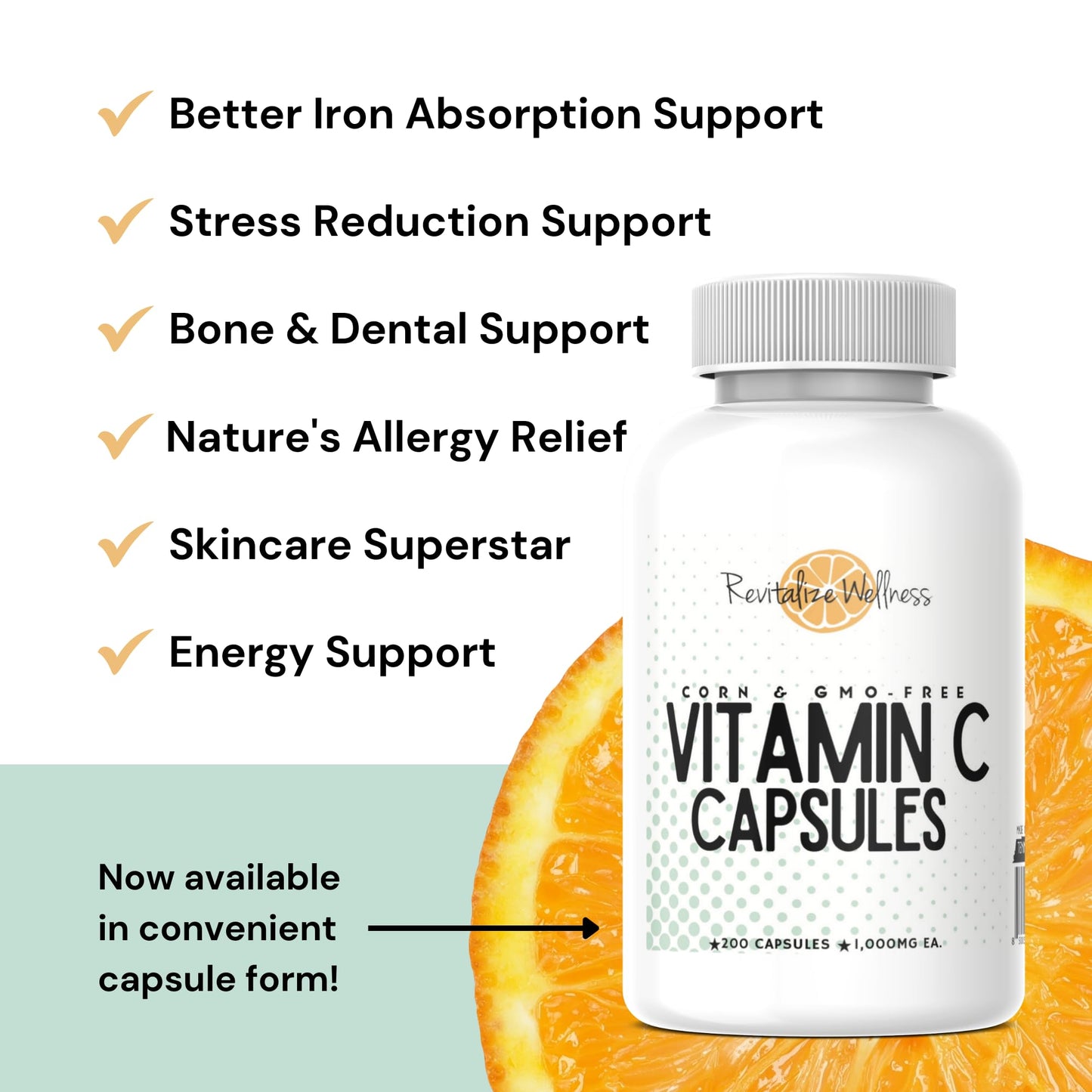 Revitalize Wellness Vitamin C 1000 mg Capsules 200 Count